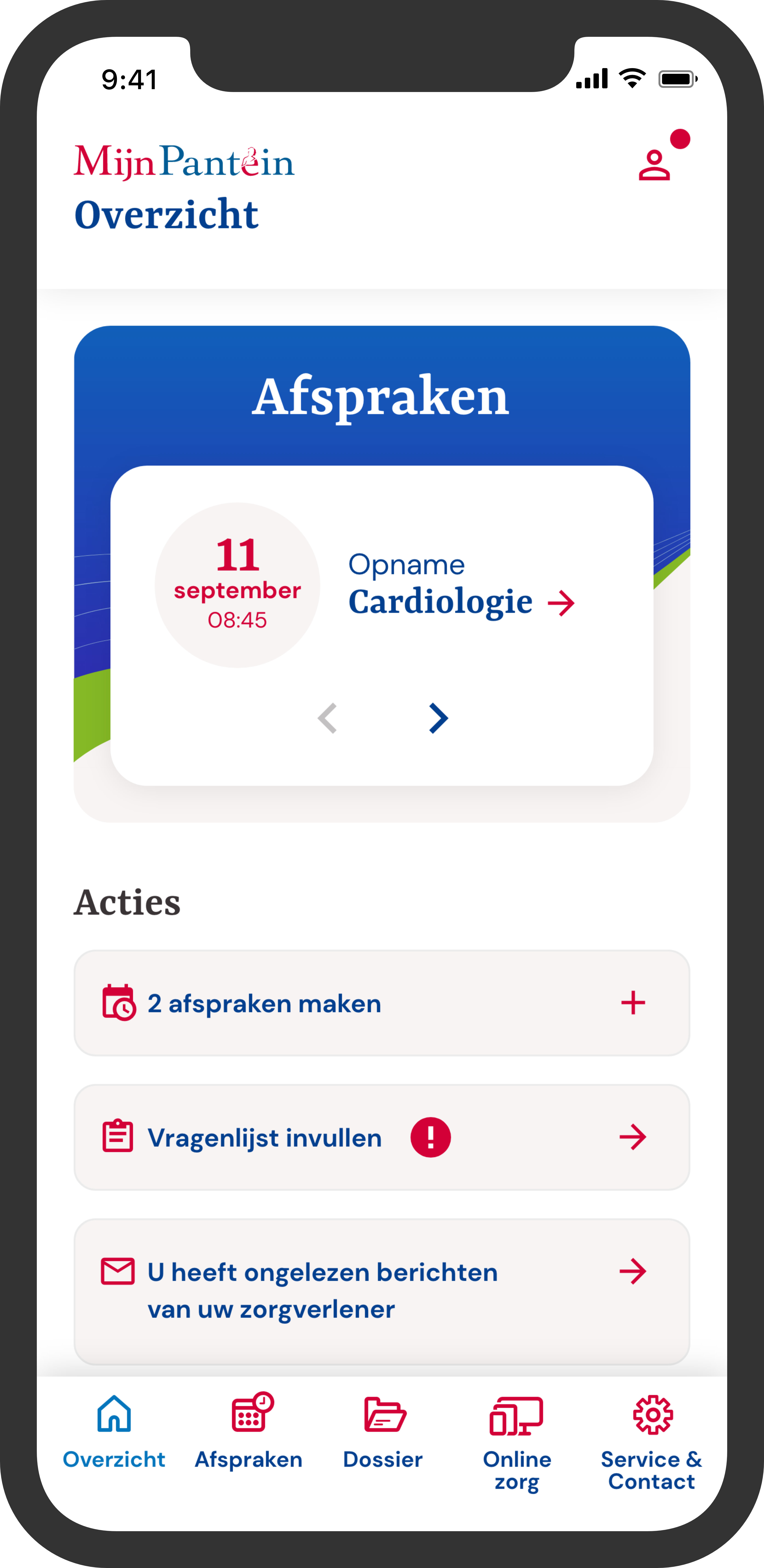 Maasziekenhuis Pantein dashboard example