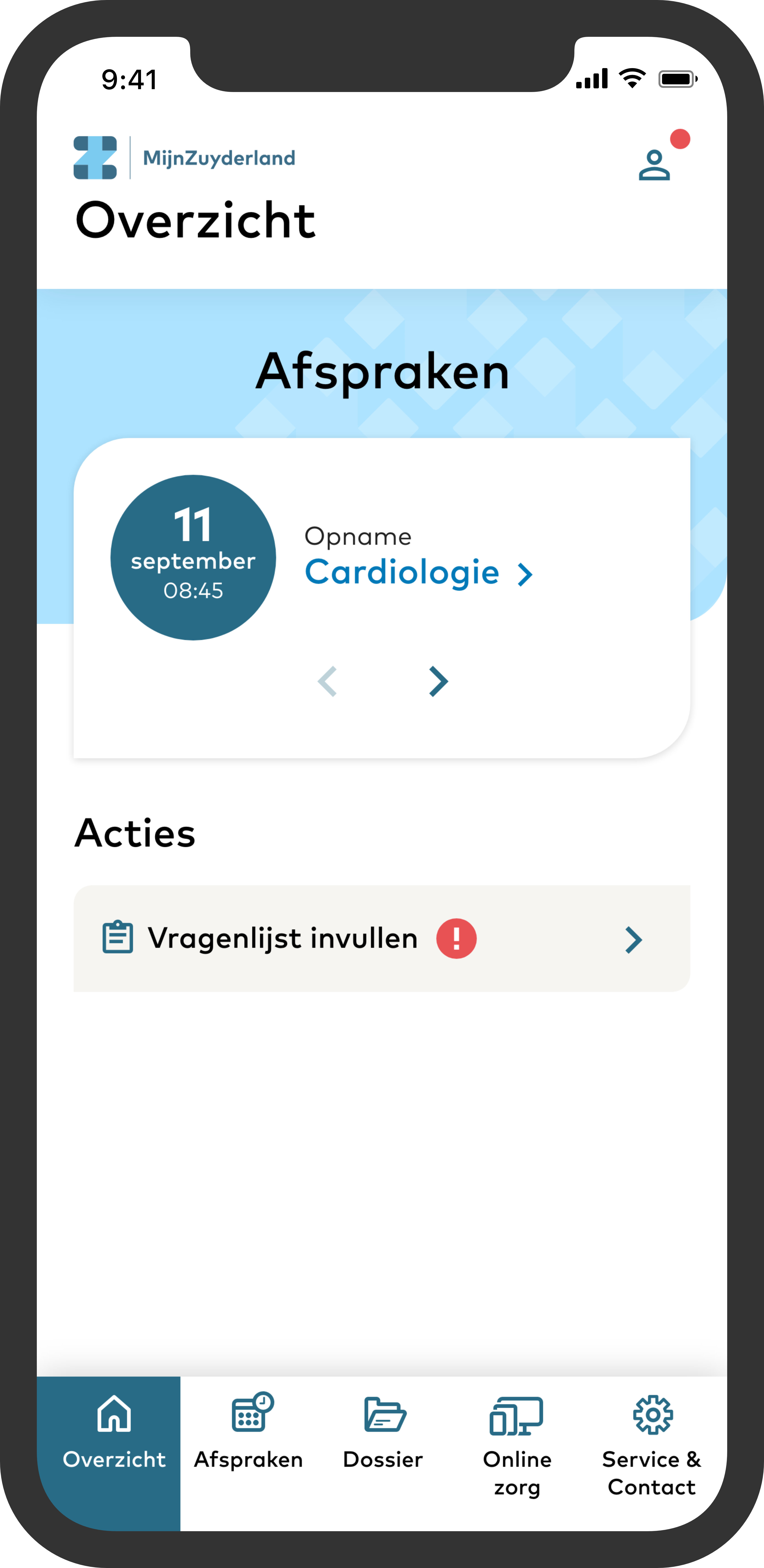 Zuyderland dashboard example